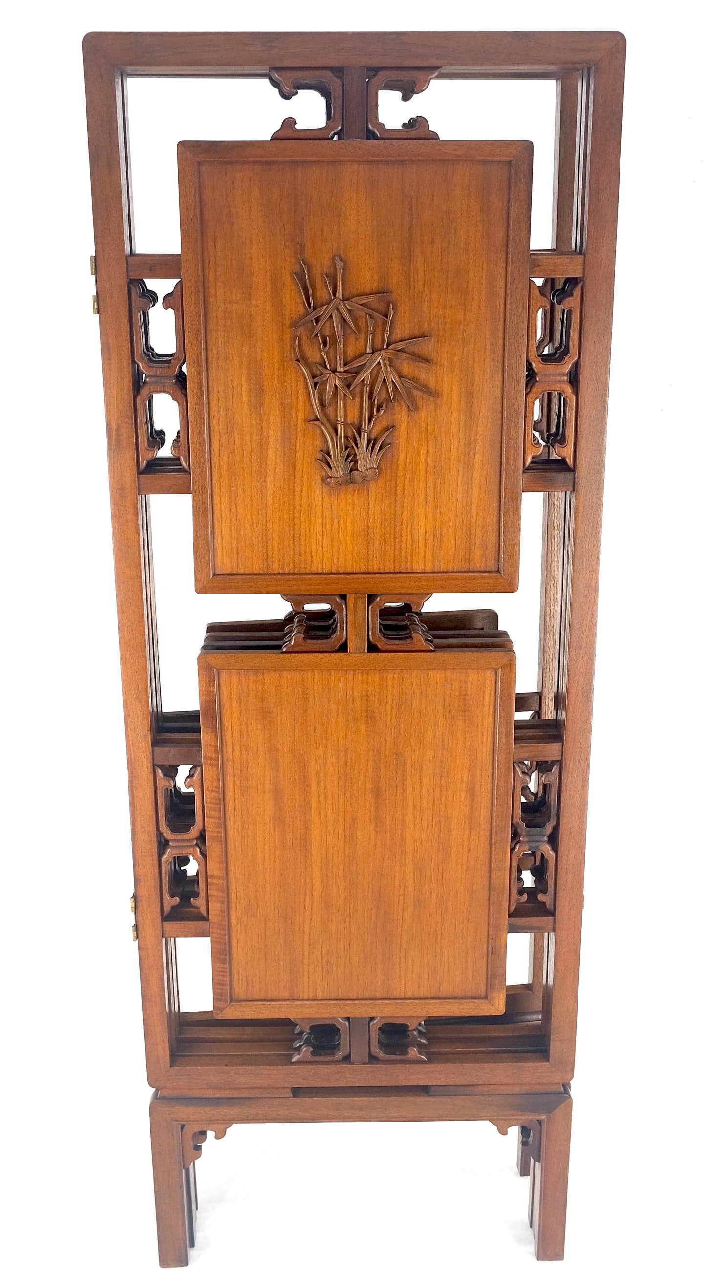 EstablishedLines Very Fine Mid Century Modern Teak 4 Panel Decorative Screen Room Divider MINT