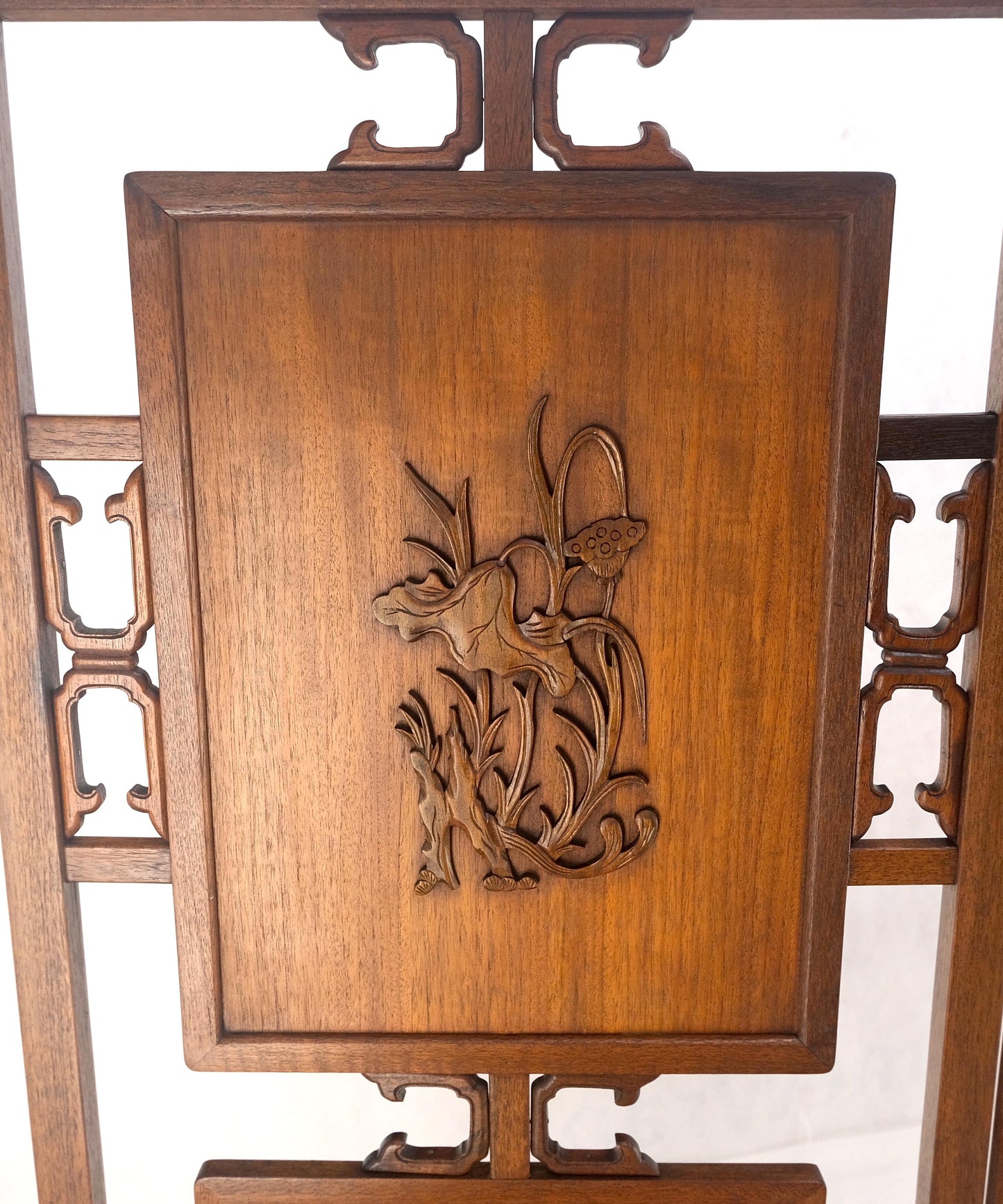EstablishedLines Very Fine Mid Century Modern Teak 4 Panel Decorative Screen Room Divider MINT