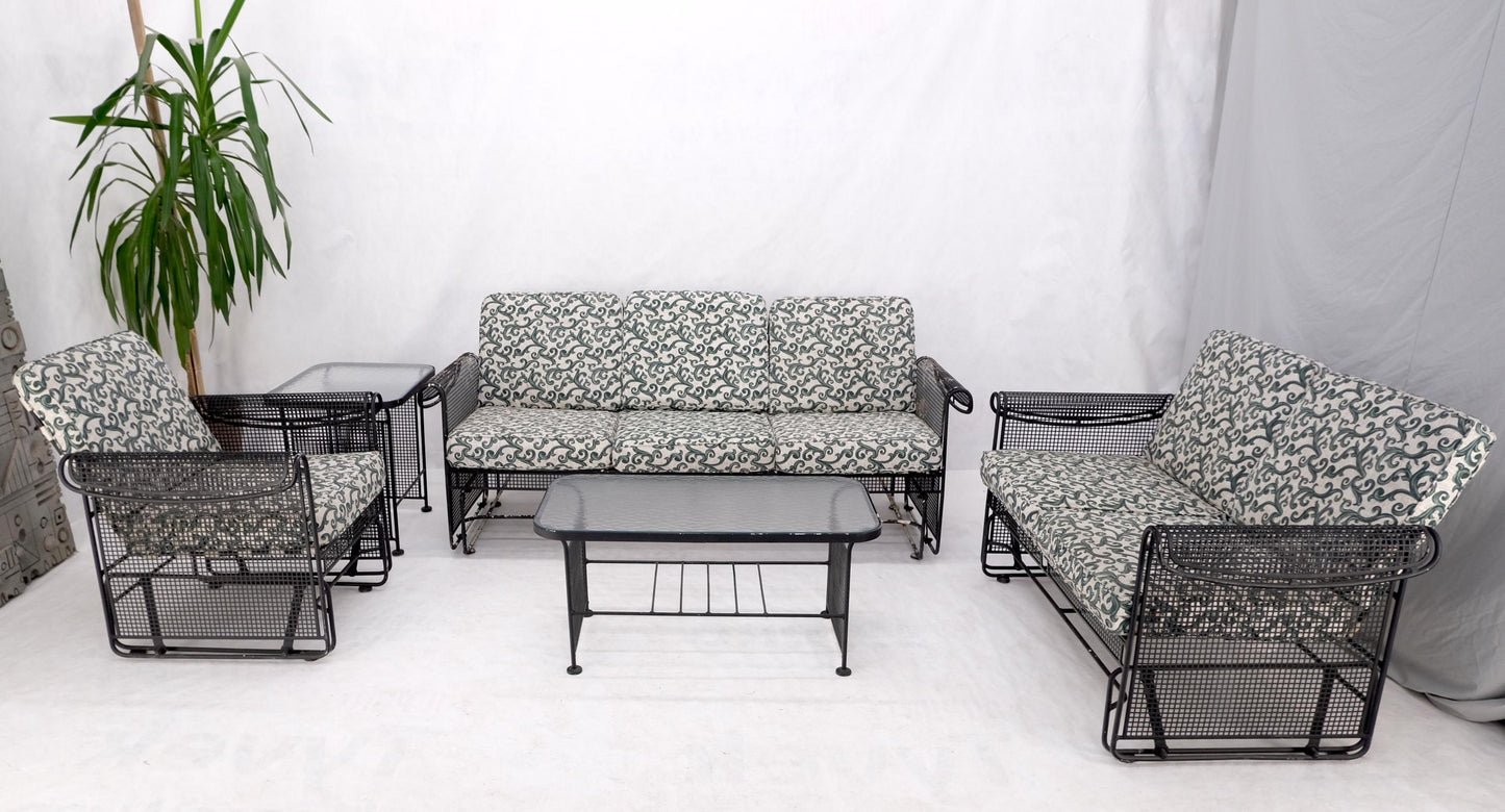 EstablishedLines 5 pcs Mid Century Modern Glider Chair Sofa Loveseat & Two Side End Tables Iron