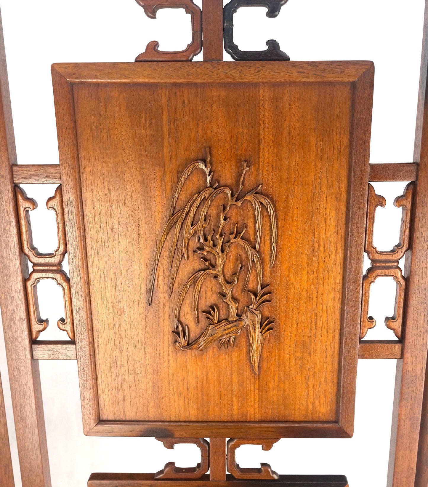EstablishedLines Very Fine Mid Century Modern Teak 4 Panel Decorative Screen Room Divider MINT