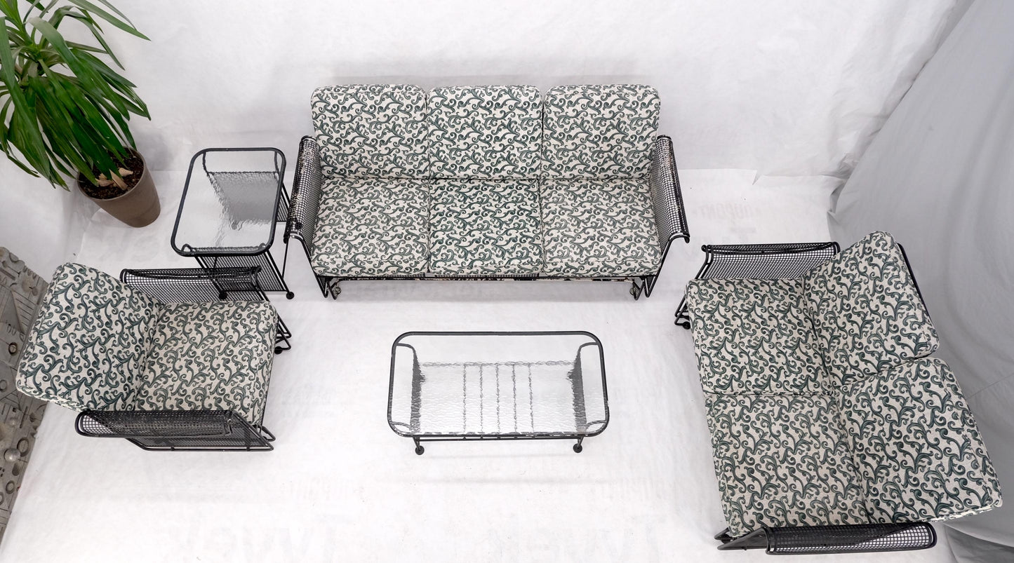 EstablishedLines 5 pcs Mid Century Modern Glider Chair Sofa Loveseat & Two Side End Tables Iron
