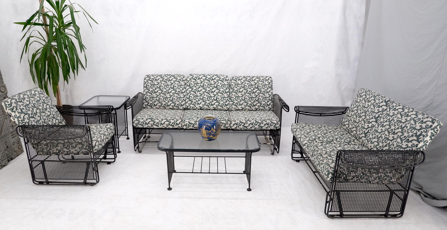 EstablishedLines 5 pcs Mid Century Modern Glider Chair Sofa Loveseat & Two Side End Tables Iron