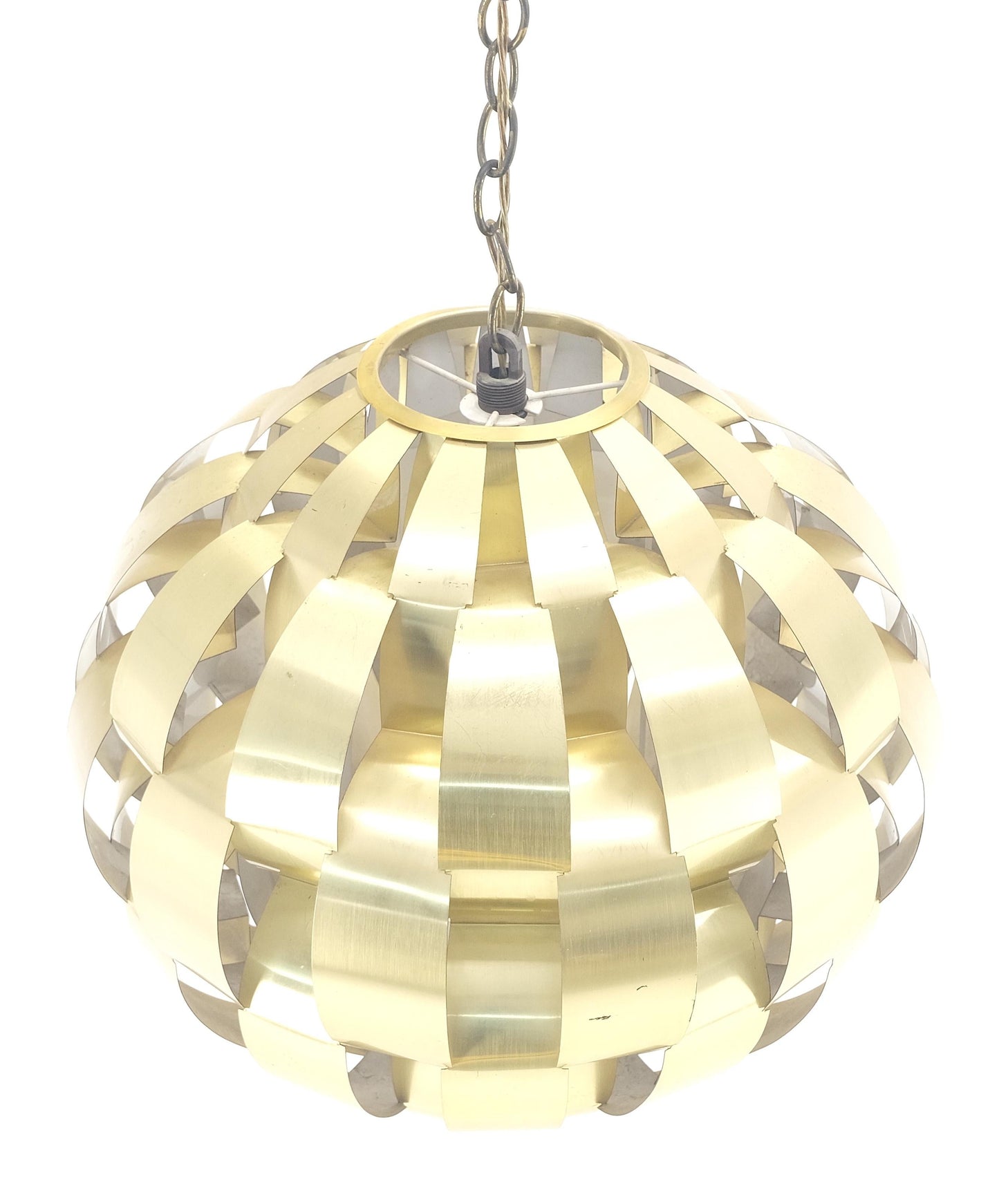 EstablishedLines Max Sauze Brass Ribbon Mid Century Modern Light Fixture Chandelier Pendant