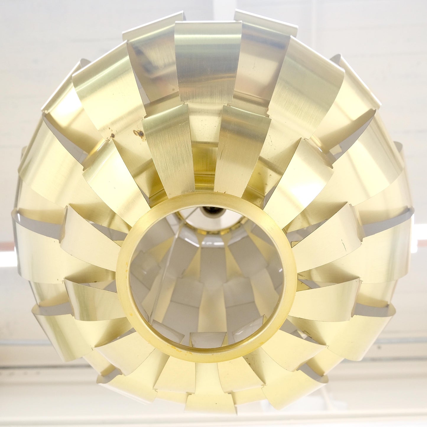 EstablishedLines Max Sauze Brass Ribbon Mid Century Modern Light Fixture Chandelier Pendant