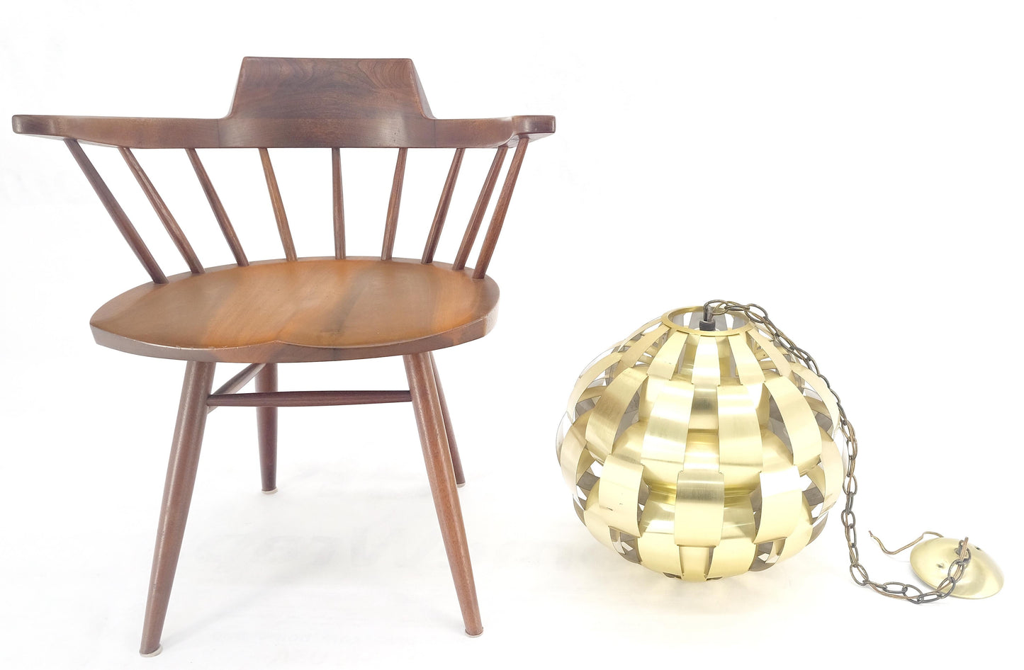 EstablishedLines Max Sauze Brass Ribbon Mid Century Modern Light Fixture Chandelier Pendant