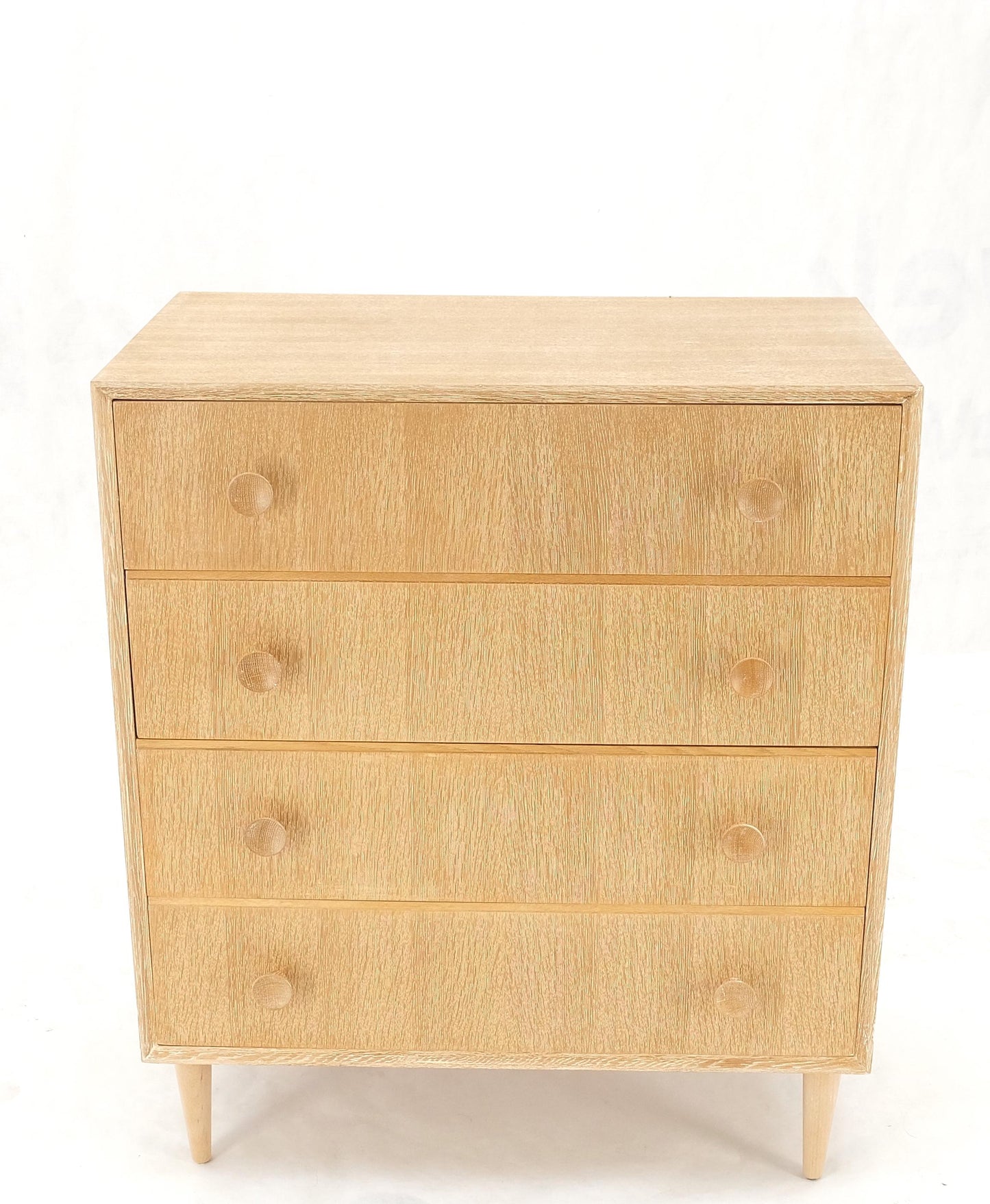 EstablishedLines Cerused Oak 4 Drawers Compact Dresser Bachelor Chest Cabinet Mid-Century Modern