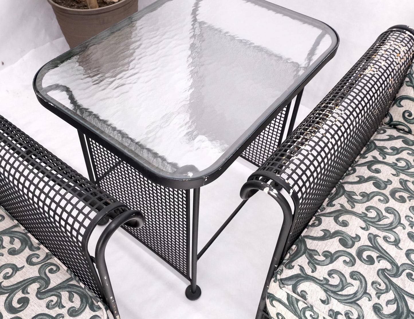 EstablishedLines 5 pcs Mid Century Modern Glider Chair Sofa Loveseat & Two Side End Tables Iron