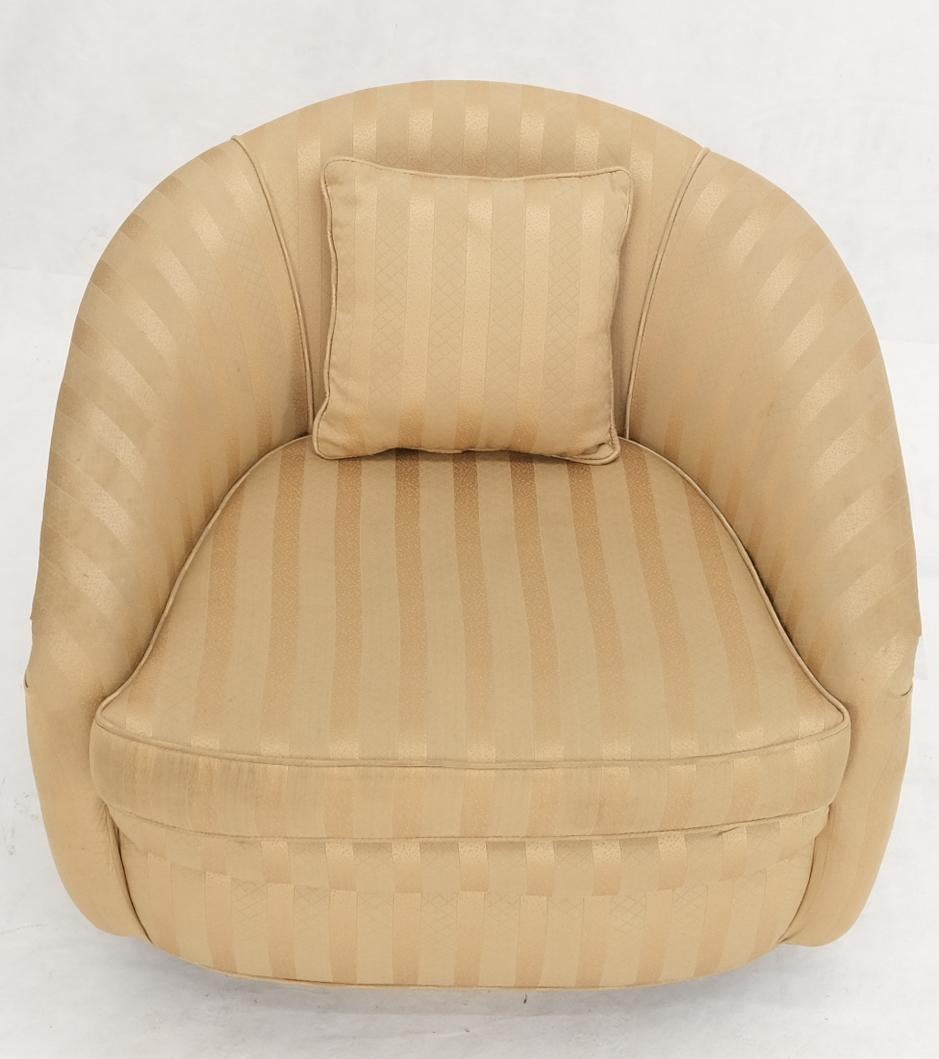 EstablishedLines Barrel Back Striped Upholstery Swivel Lounge Chair Milo Baughman