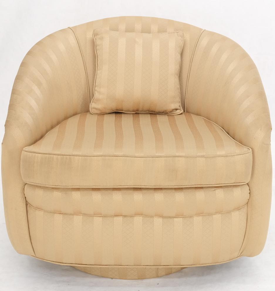 EstablishedLines Barrel Back Striped Upholstery Swivel Lounge Chair Milo Baughman