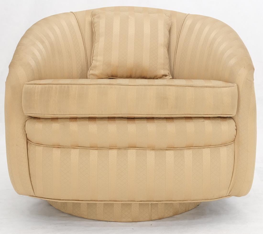 EstablishedLines Barrel Back Striped Upholstery Swivel Lounge Chair Milo Baughman