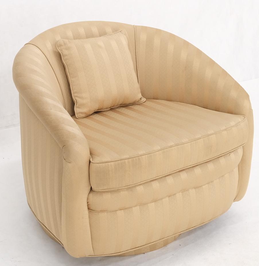 EstablishedLines Barrel Back Striped Upholstery Swivel Lounge Chair Milo Baughman