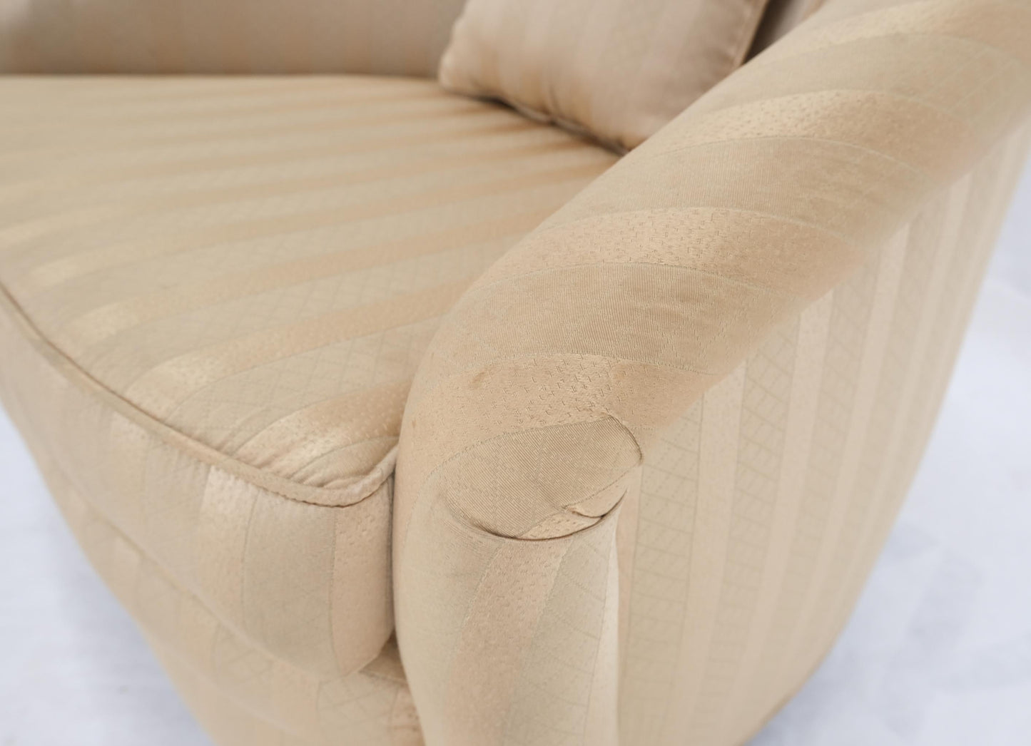 EstablishedLines Barrel Back Striped Upholstery Swivel Lounge Chair Milo Baughman