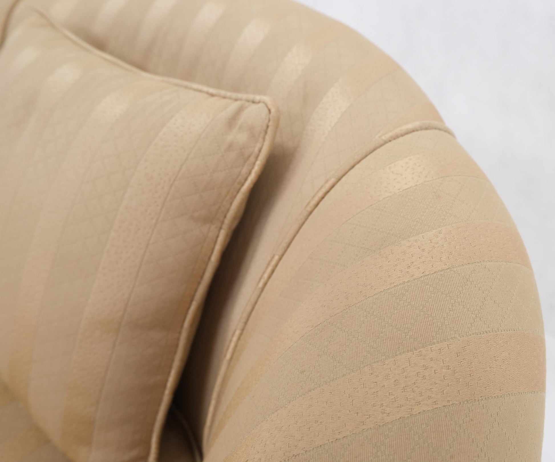 EstablishedLines Barrel Back Striped Upholstery Swivel Lounge Chair Milo Baughman