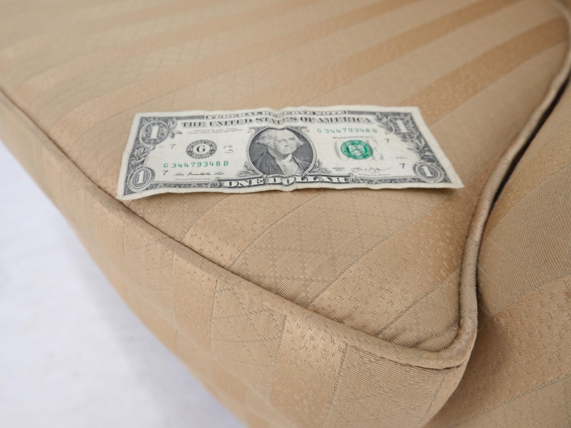 EstablishedLines Barrel Back Striped Upholstery Swivel Lounge Chair Milo Baughman