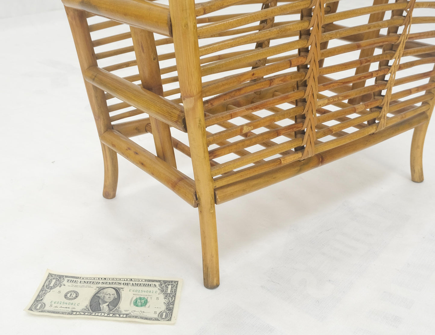 EstablishedLines Rattan Bamboo Mid Century Modern c1960s Magazine Rack Super Clean MINT!