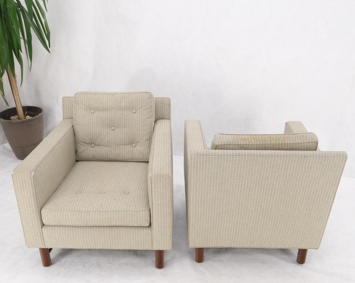 EstablishedLines Pair of Ed Warley for Dunbar Deep Lounge Arm Club Chairs