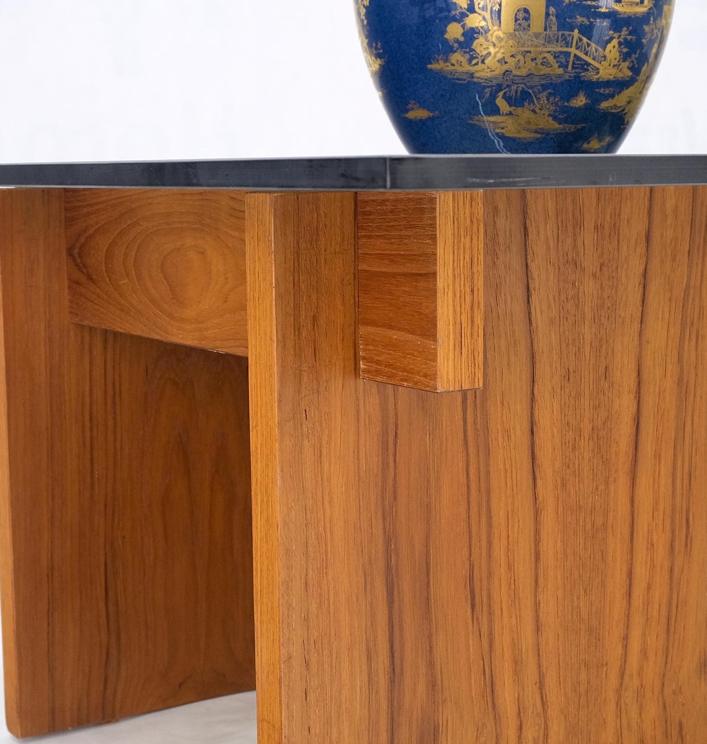 EstablishedLines Danish Mid-Century Modern Teak Smoked Glass Square Coffee Table MINT!