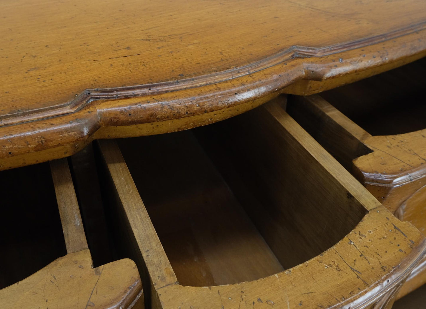 EstablishedLines Country French Bombay Shape Massive Solid Wood Three Drawers Dresser Chest