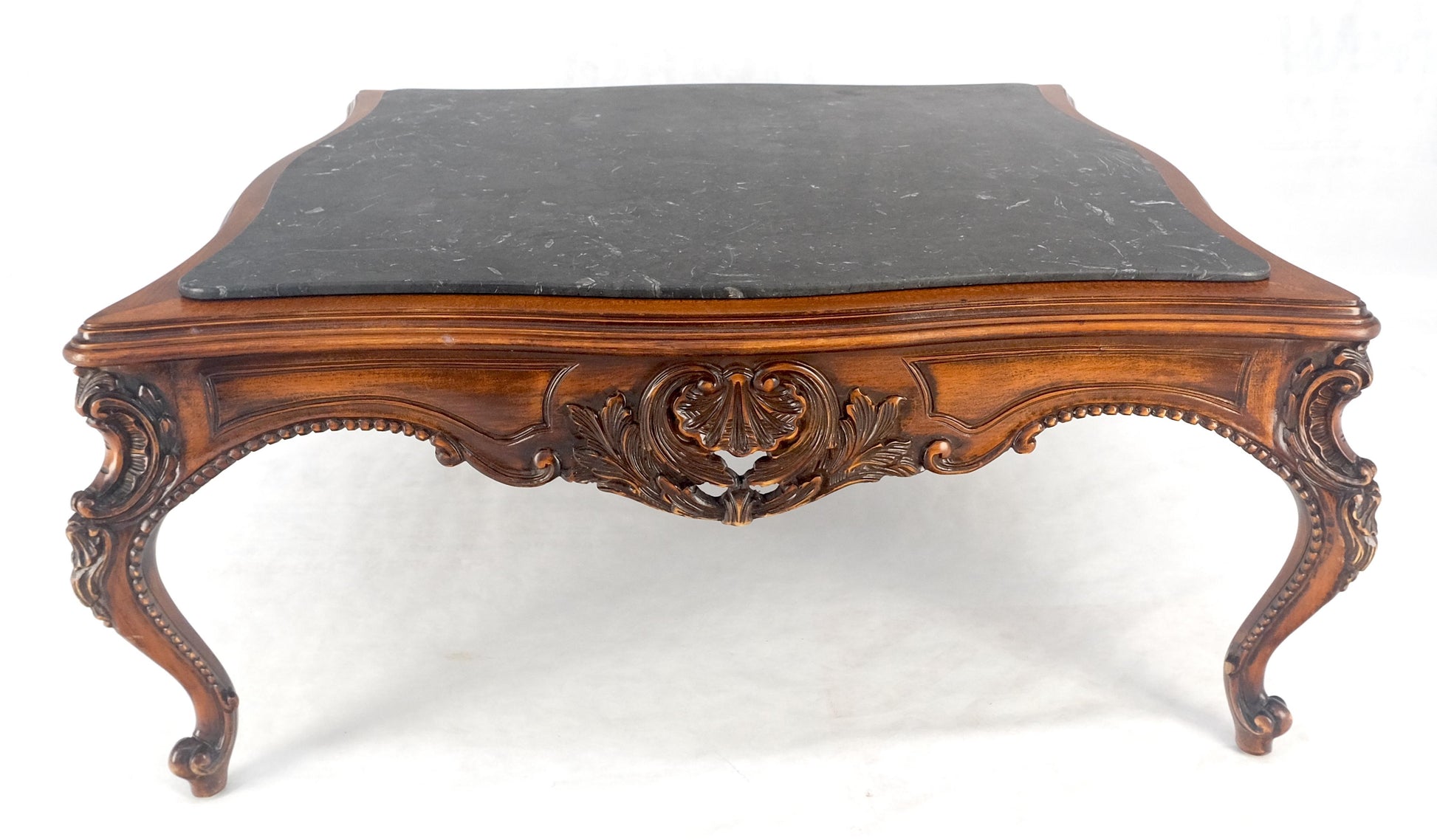 EstablishedLines Fine Carved Regency Revival French Black Marble Top Square Coffee Table MINT!