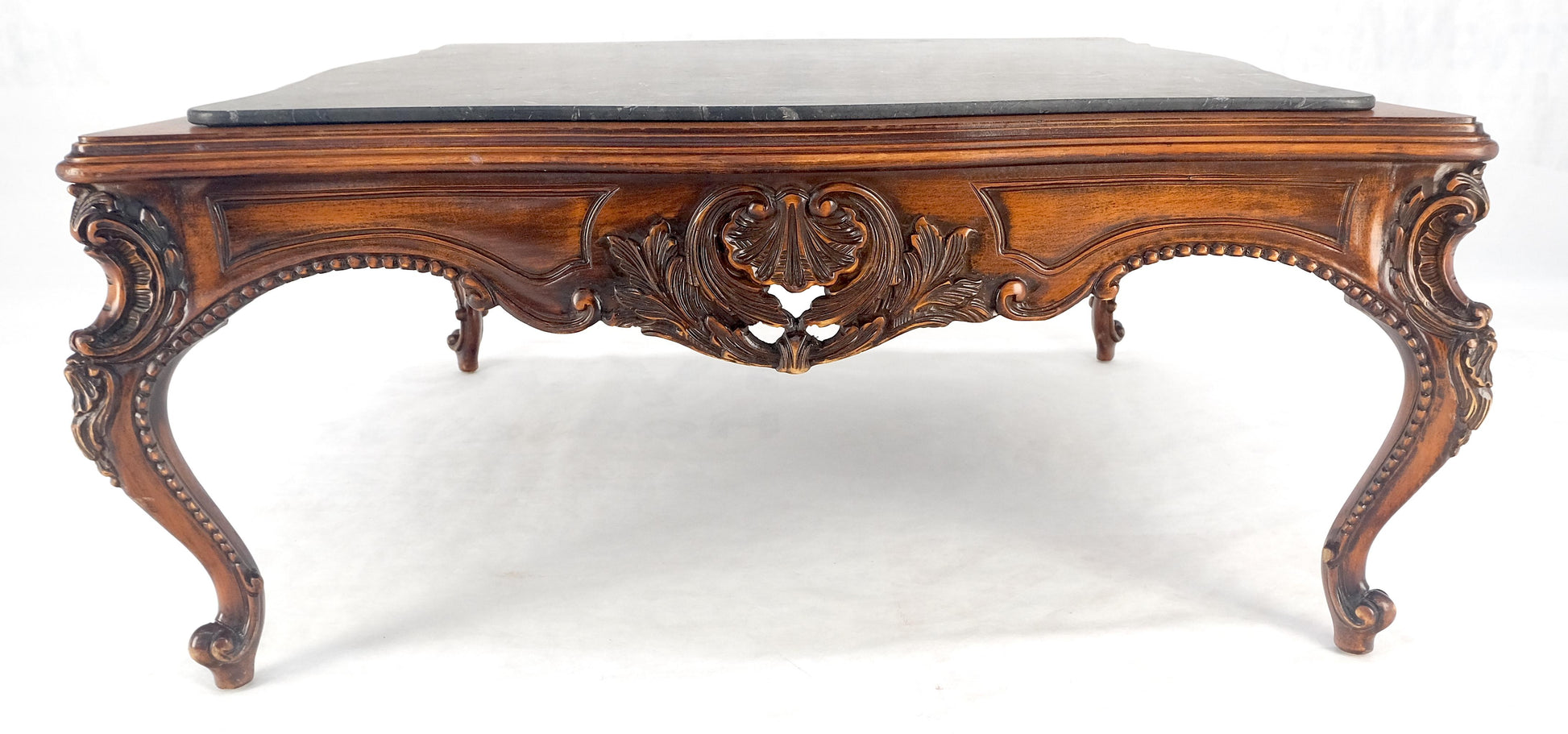 EstablishedLines Fine Carved Regency Revival French Black Marble Top Square Coffee Table MINT!