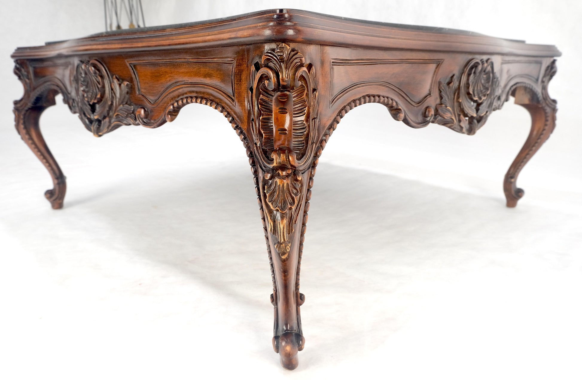 EstablishedLines Fine Carved Regency Revival French Black Marble Top Square Coffee Table MINT!