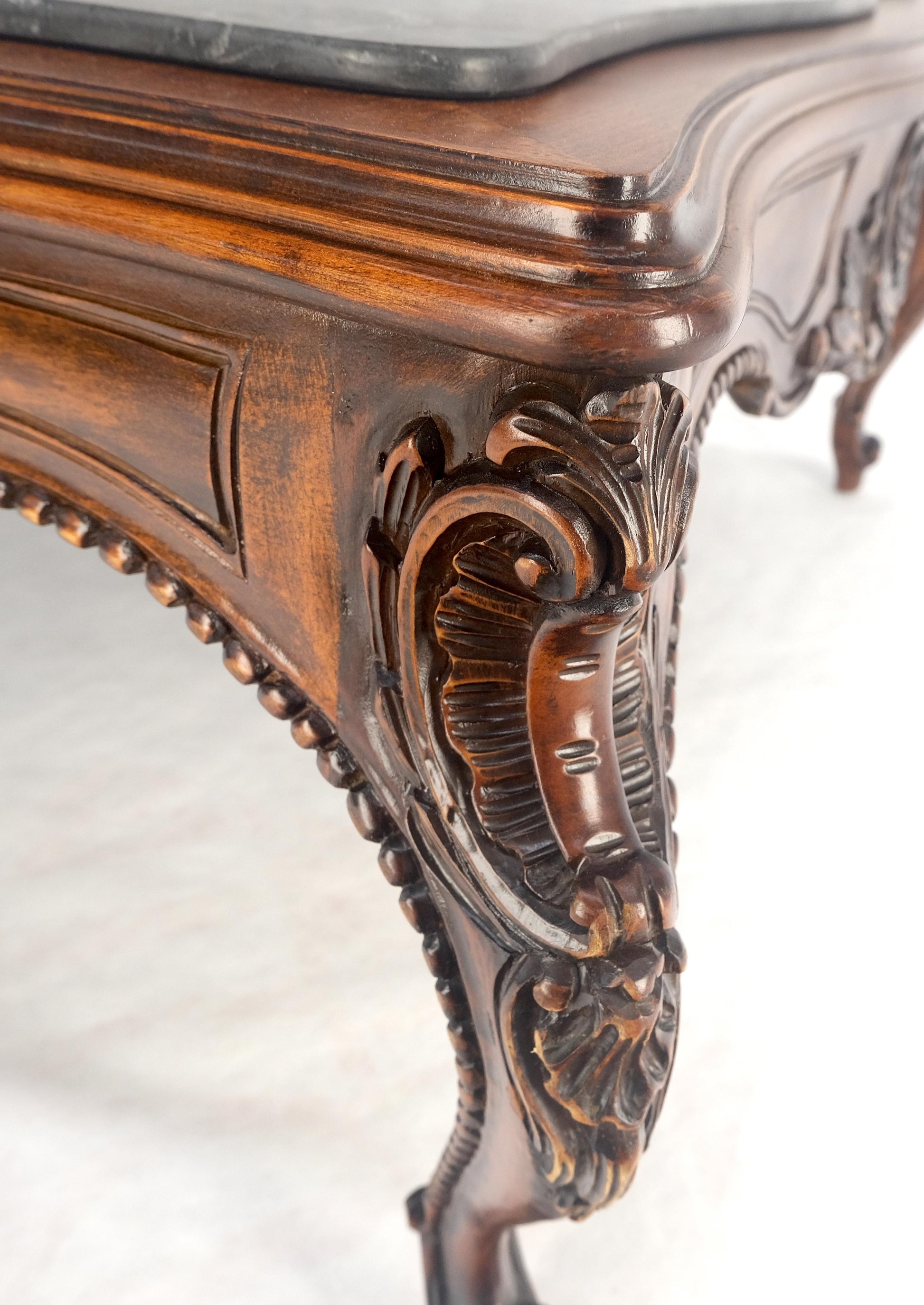 EstablishedLines Fine Carved Regency Revival French Black Marble Top Square Coffee Table MINT!