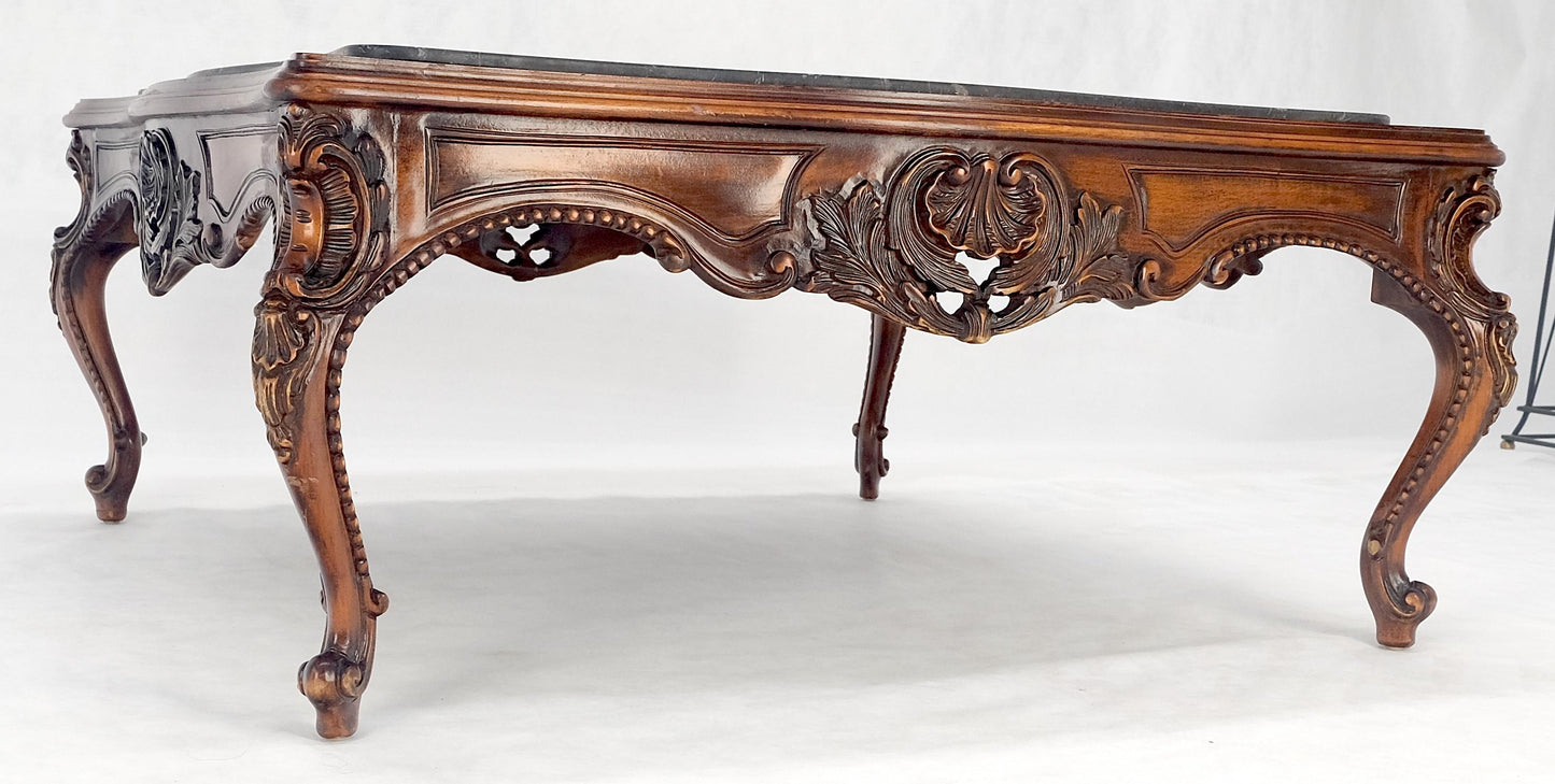 EstablishedLines Fine Carved Regency Revival French Black Marble Top Square Coffee Table MINT!