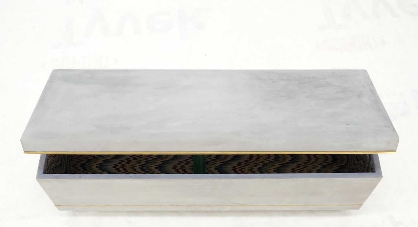 EstablishedLines Faux Grey Suede Brass Trim Truck Hope Chest Storage Box Cardin Style