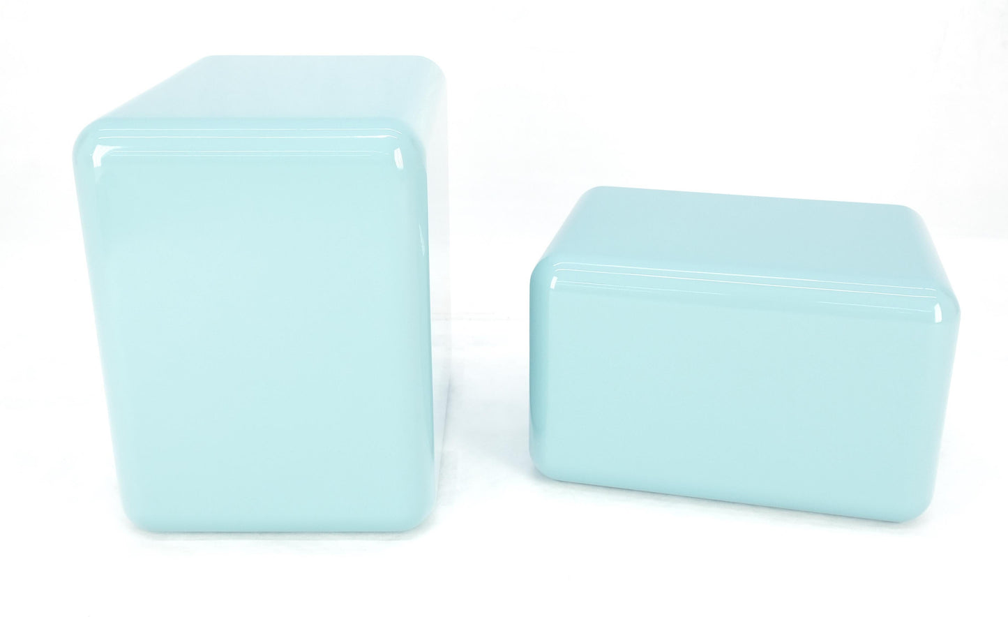 EstablishedLines Non Matching Pair Rounded Edges and Corners Thick Enamel Finish Side End Tables