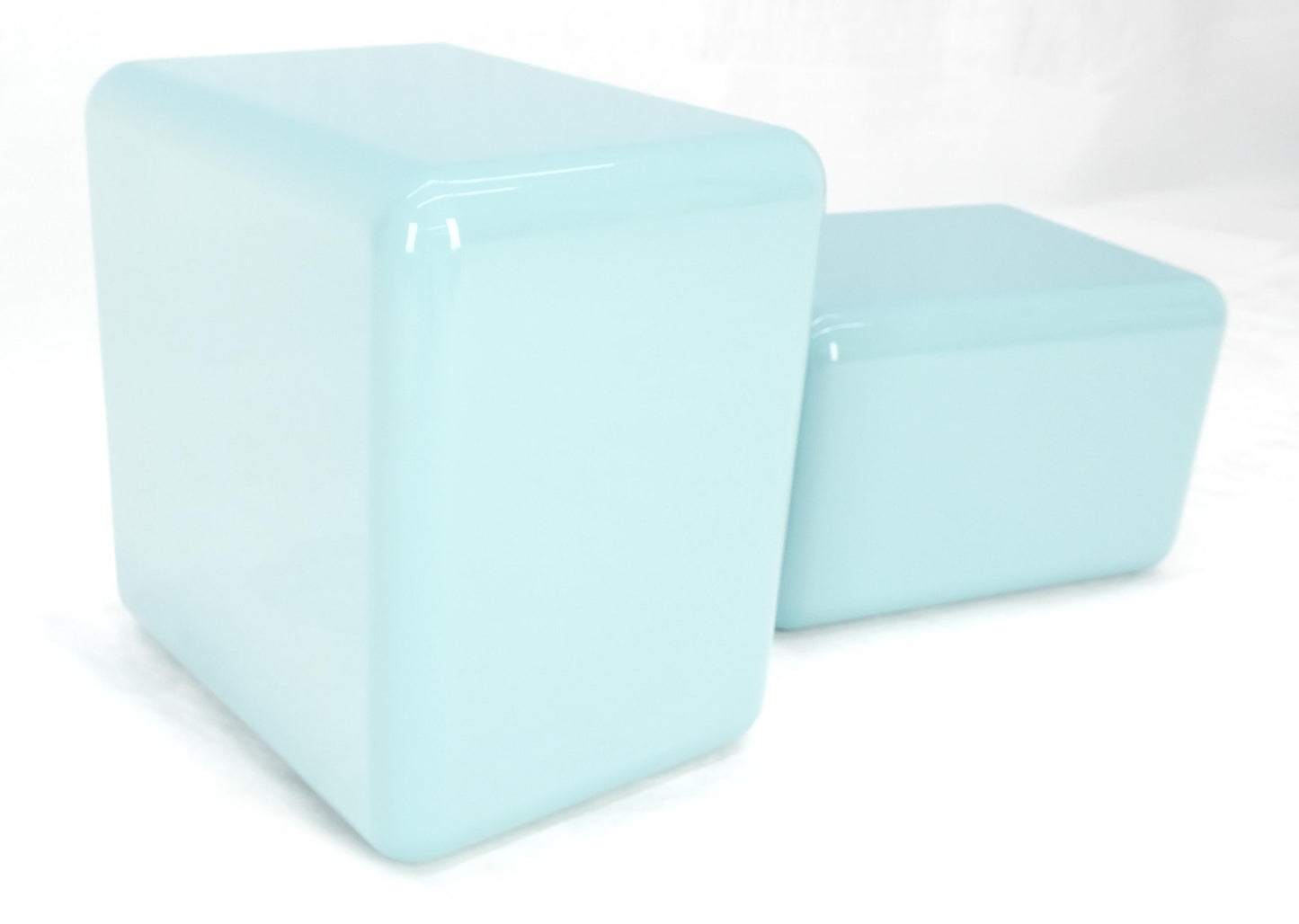 EstablishedLines Non Matching Pair Rounded Edges and Corners Thick Enamel Finish Side End Tables