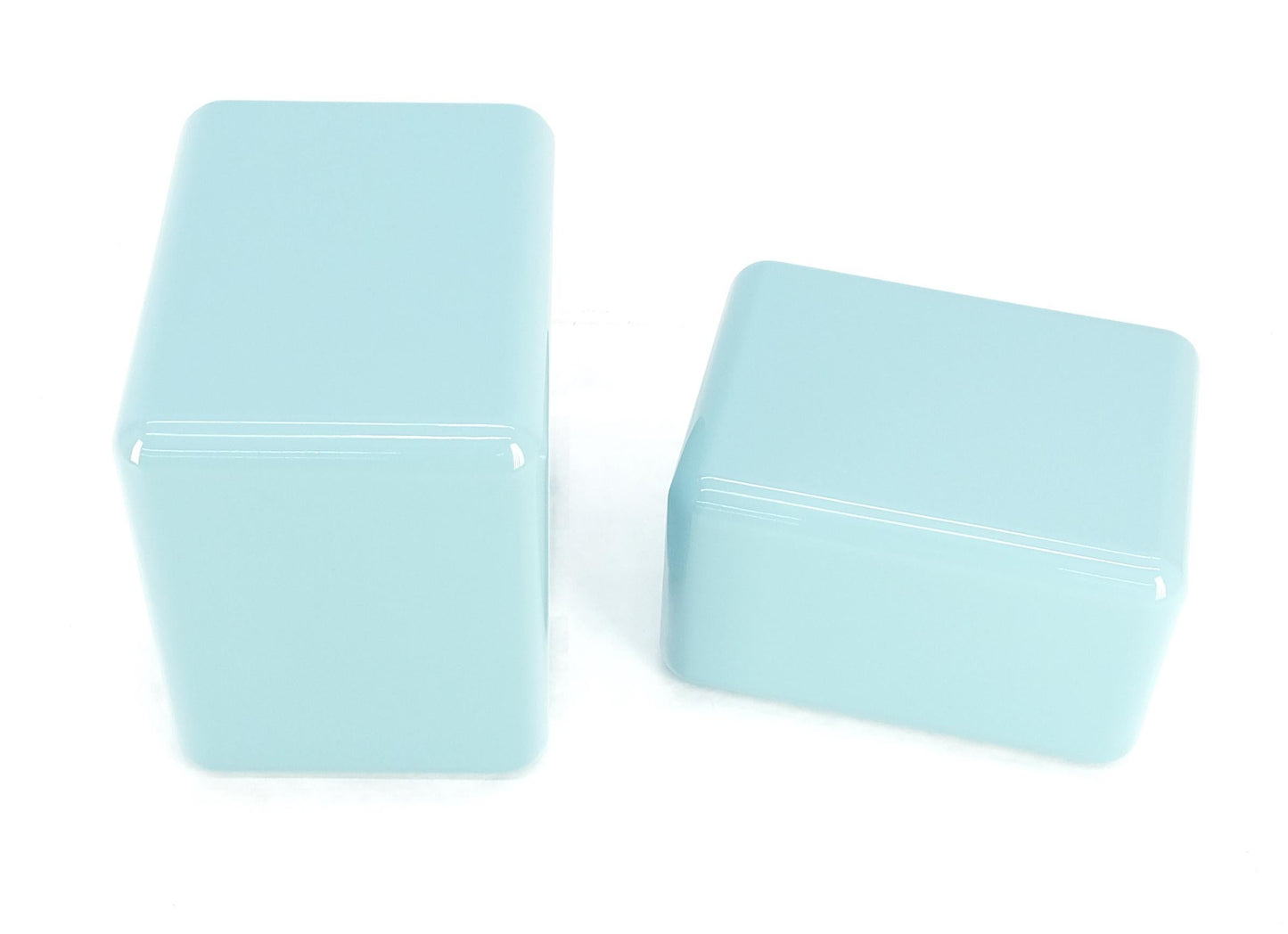 EstablishedLines Non Matching Pair Rounded Edges and Corners Thick Enamel Finish Side End Tables