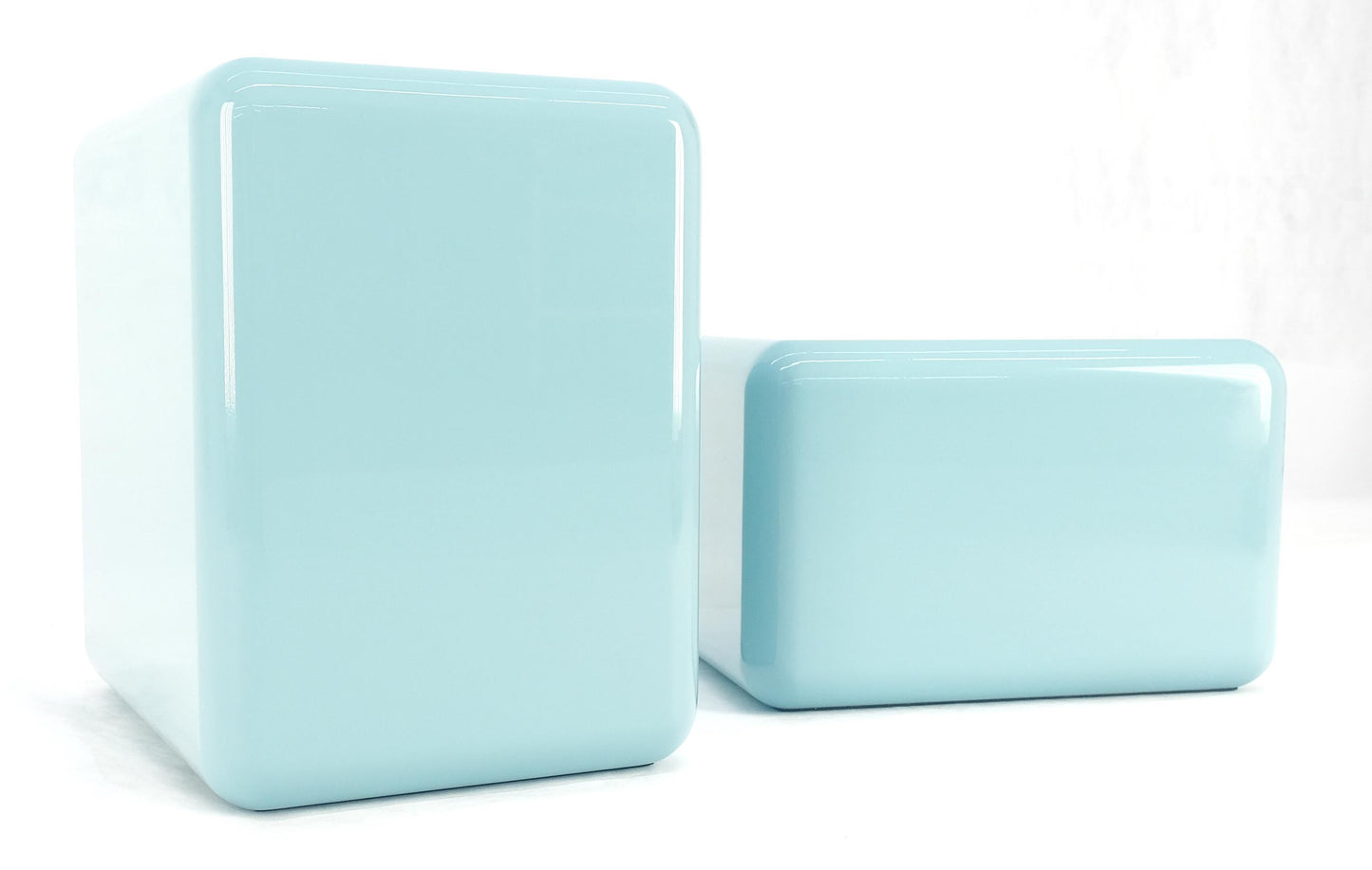 EstablishedLines Non Matching Pair Rounded Edges and Corners Thick Enamel Finish Side End Tables