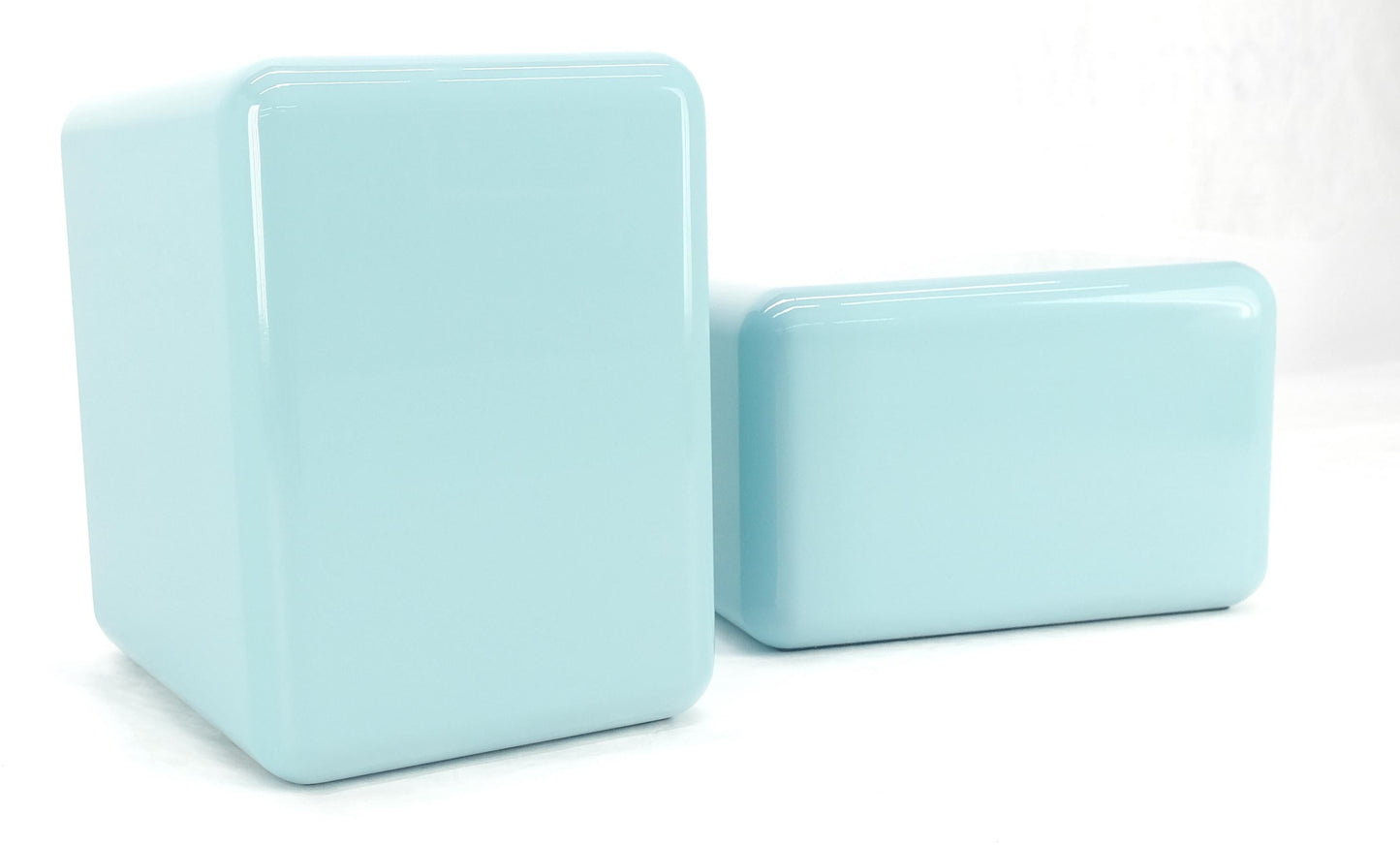 EstablishedLines Non Matching Pair Rounded Edges and Corners Thick Enamel Finish Side End Tables