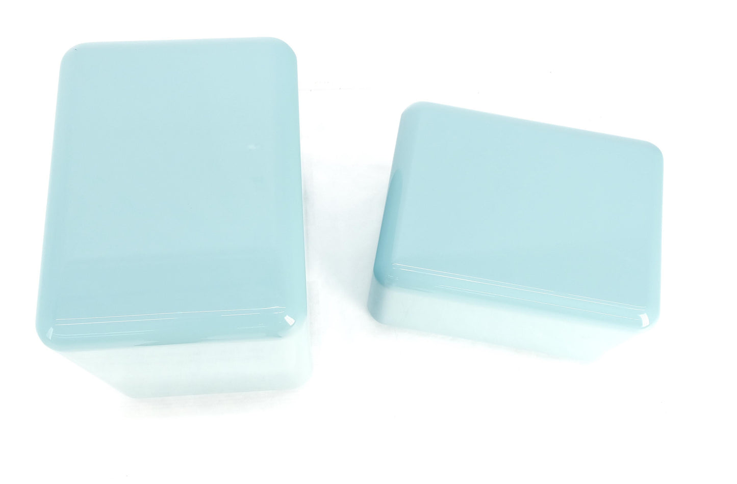 EstablishedLines Non Matching Pair Rounded Edges and Corners Thick Enamel Finish Side End Tables