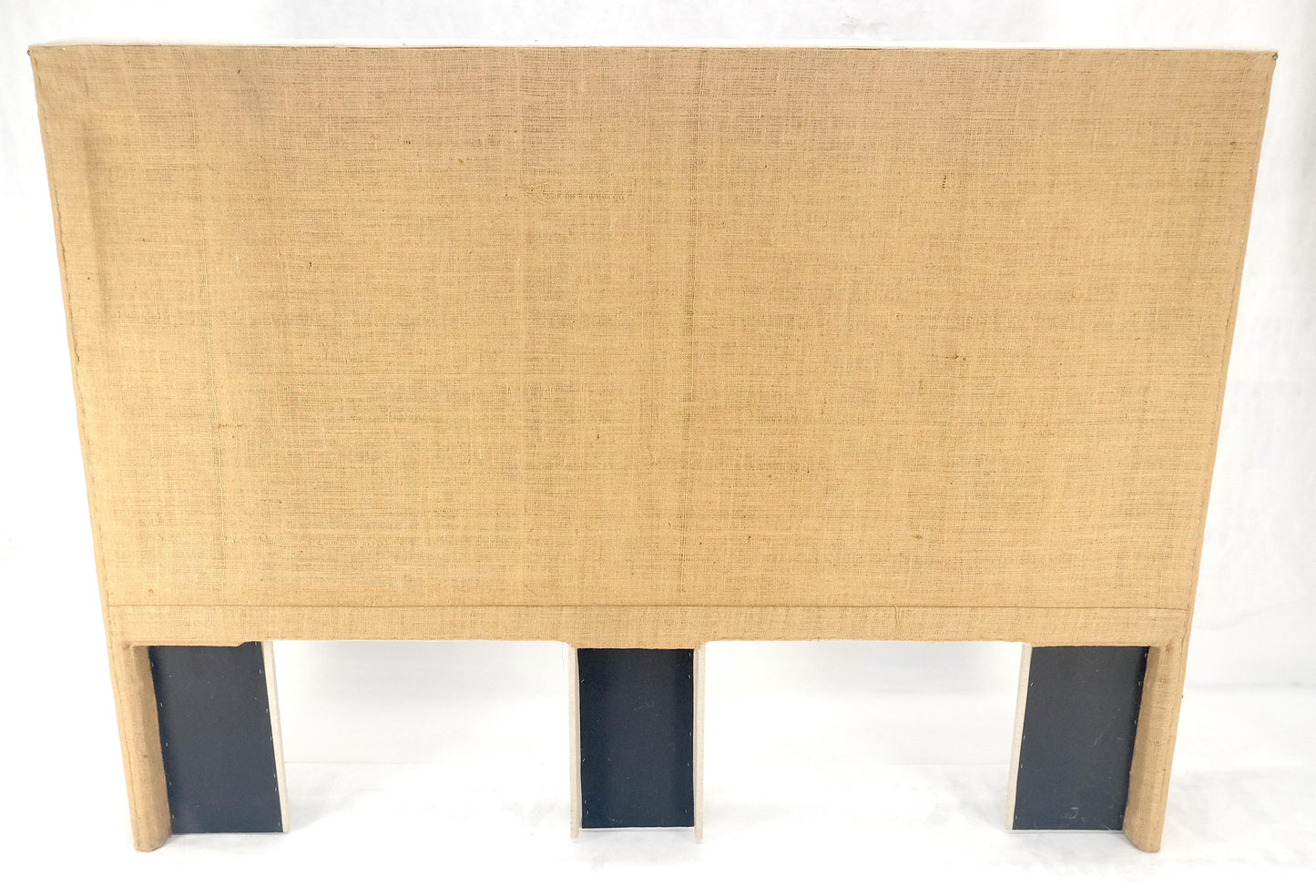 EstablishedLines Tufted Custom Oatmeal Linen Upholstery King Size Wing Headboard King Size Bed