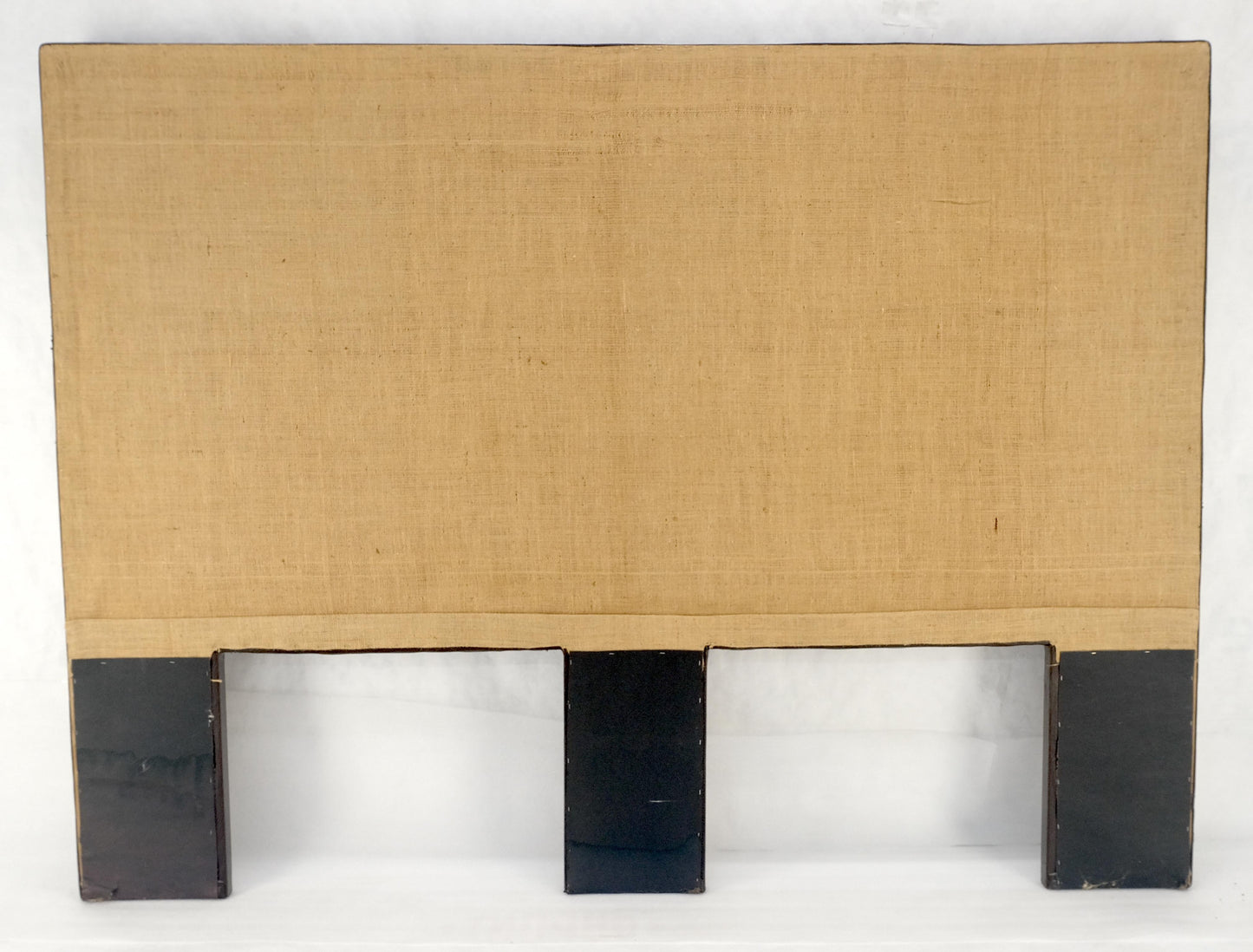 EstablishedLines Tufted Custom Oatmeal Linen Upholstery King Size Wing Headboard King Size Bed