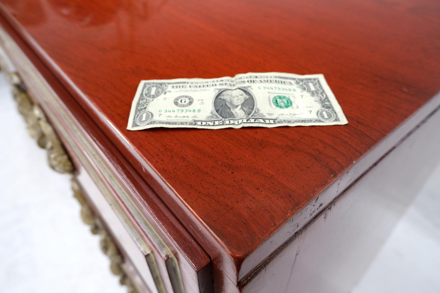 EstablishedLines Directoire Style Blood Tomato Red Lacquer Super Heavy Solid Brass Pulls Dresser