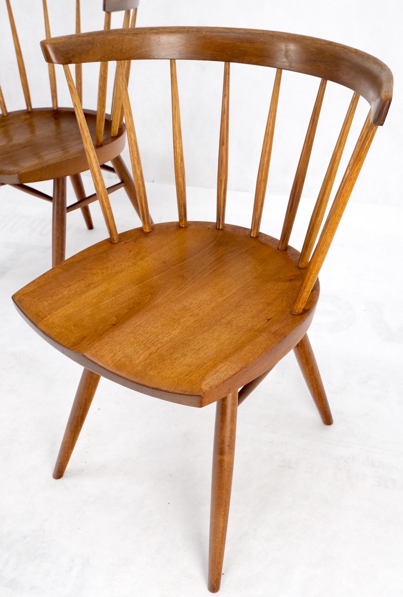 EstablishedLines Set of 6 Oiled Walnut Spindle Back Dining Chairs by George Nakashima