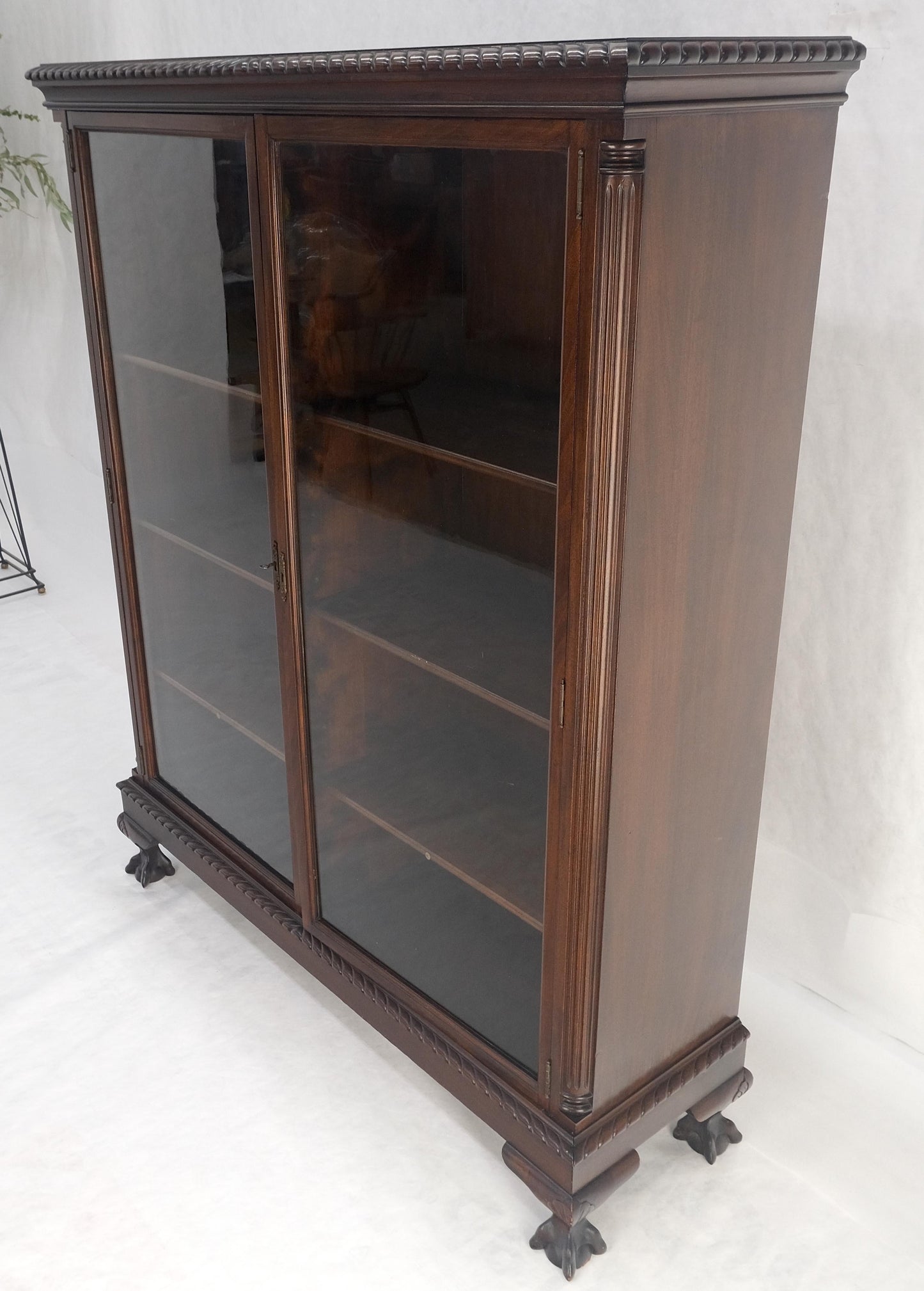 EstablishedLines Mahogany 2 Door Chippendale Style Carved Ball & Claw Feet Rope Edge Bookcase