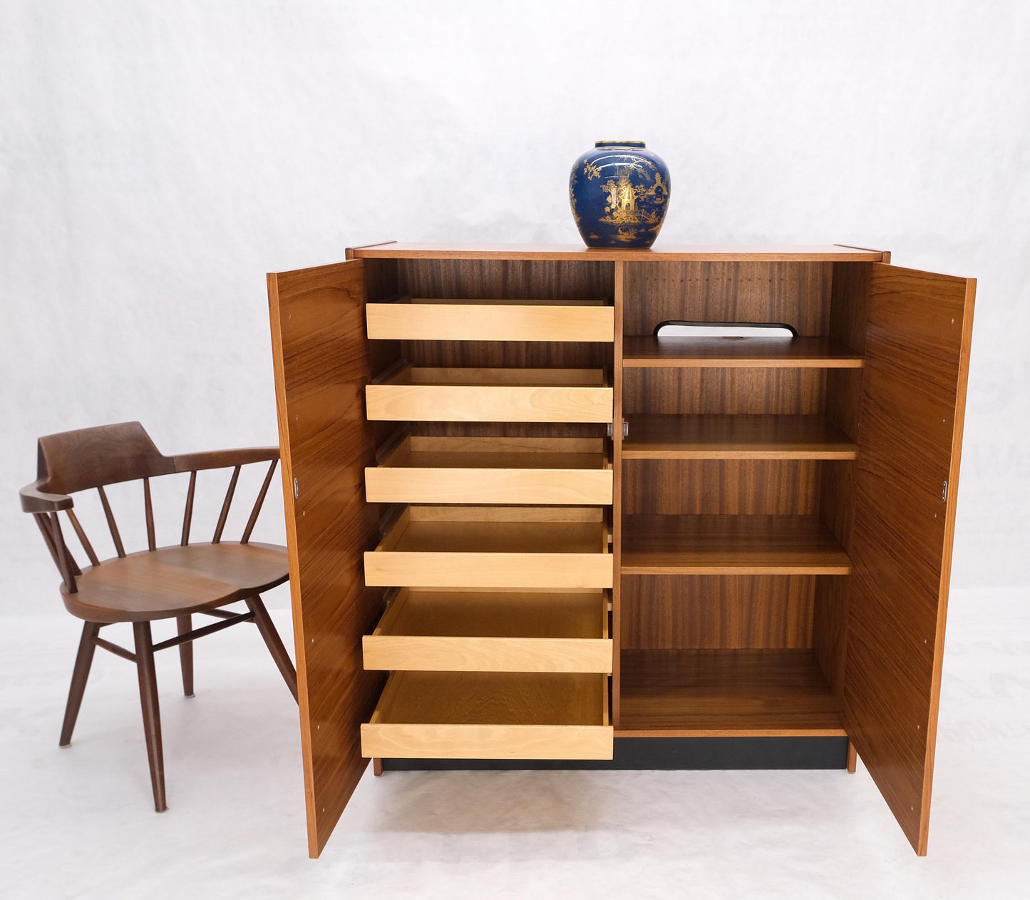 EstablishedLines Danish Mid-Century Modern Teak Side by Side Dresser Chest of Drawers Chifforobe