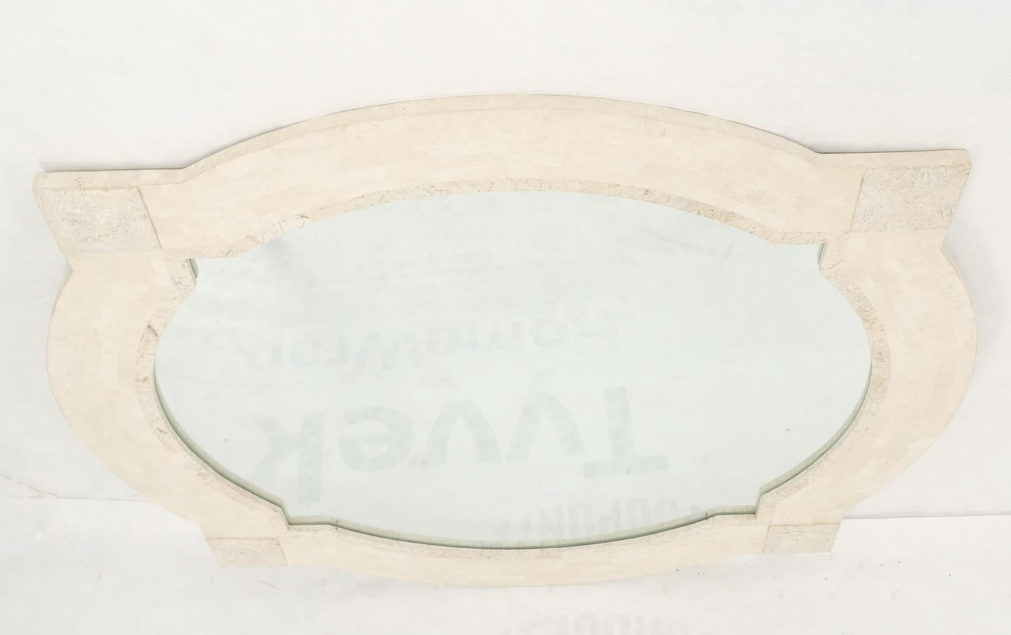 EstablishedLines Tessellated Stone Circle Over Square Frame Shape Large Wall Mirror