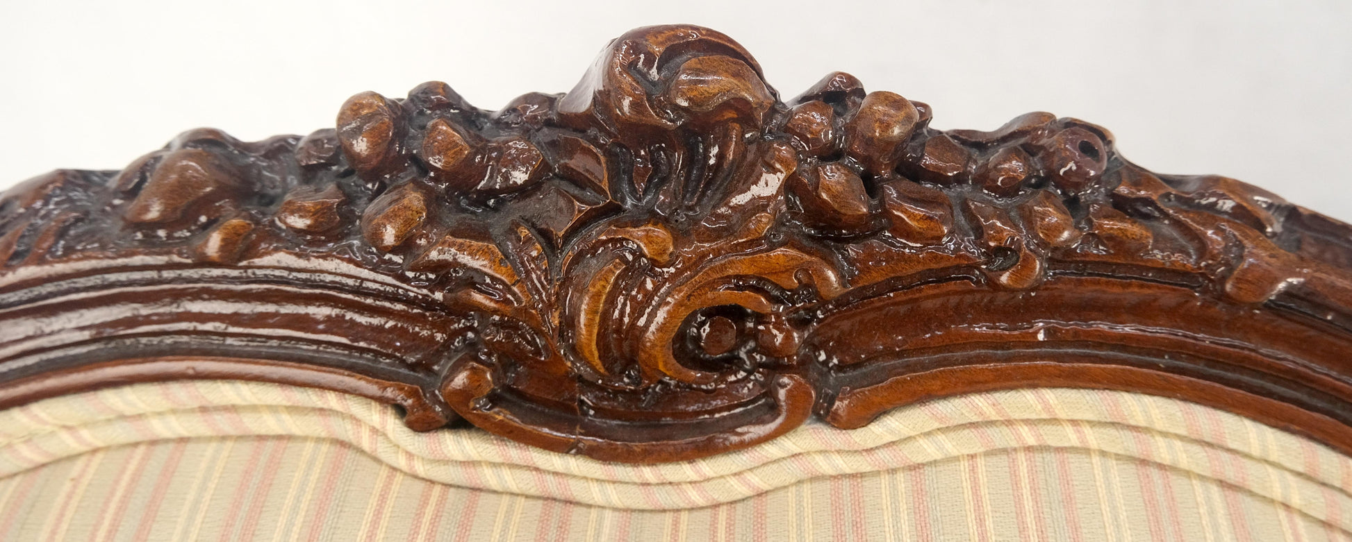 EstablishedLines Pair of His & Hers French Very Fine Carved Mahogany Louis XV Lounge Chairs Clean