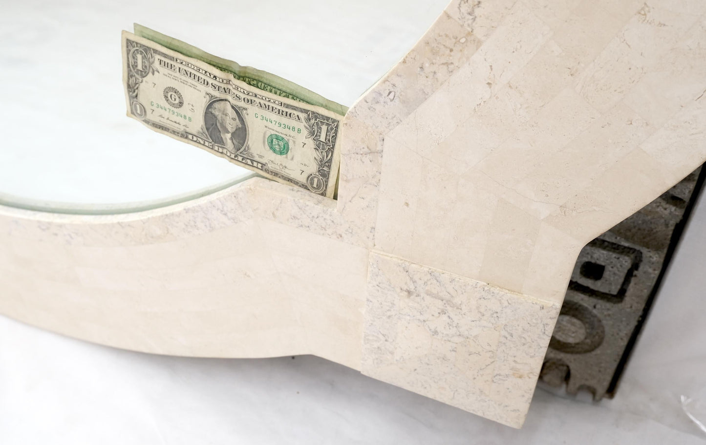 EstablishedLines Tessellated Stone Circle Over Square Frame Shape Large Wall Mirror