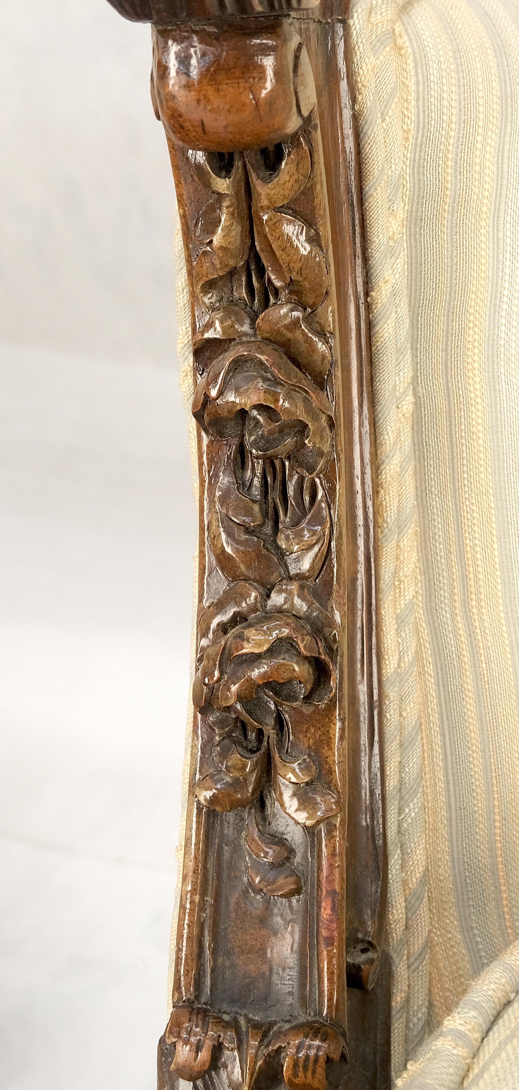 EstablishedLines Pair of His & Hers French Very Fine Carved Mahogany Louis XV Lounge Chairs Clean