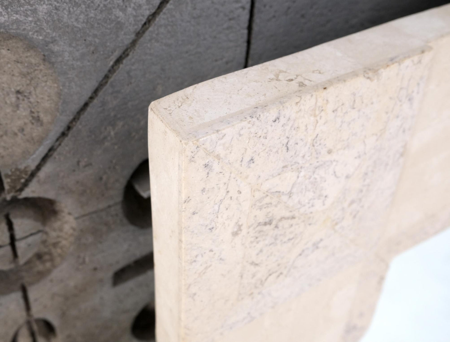 EstablishedLines Tessellated Stone Circle Over Square Frame Shape Large Wall Mirror