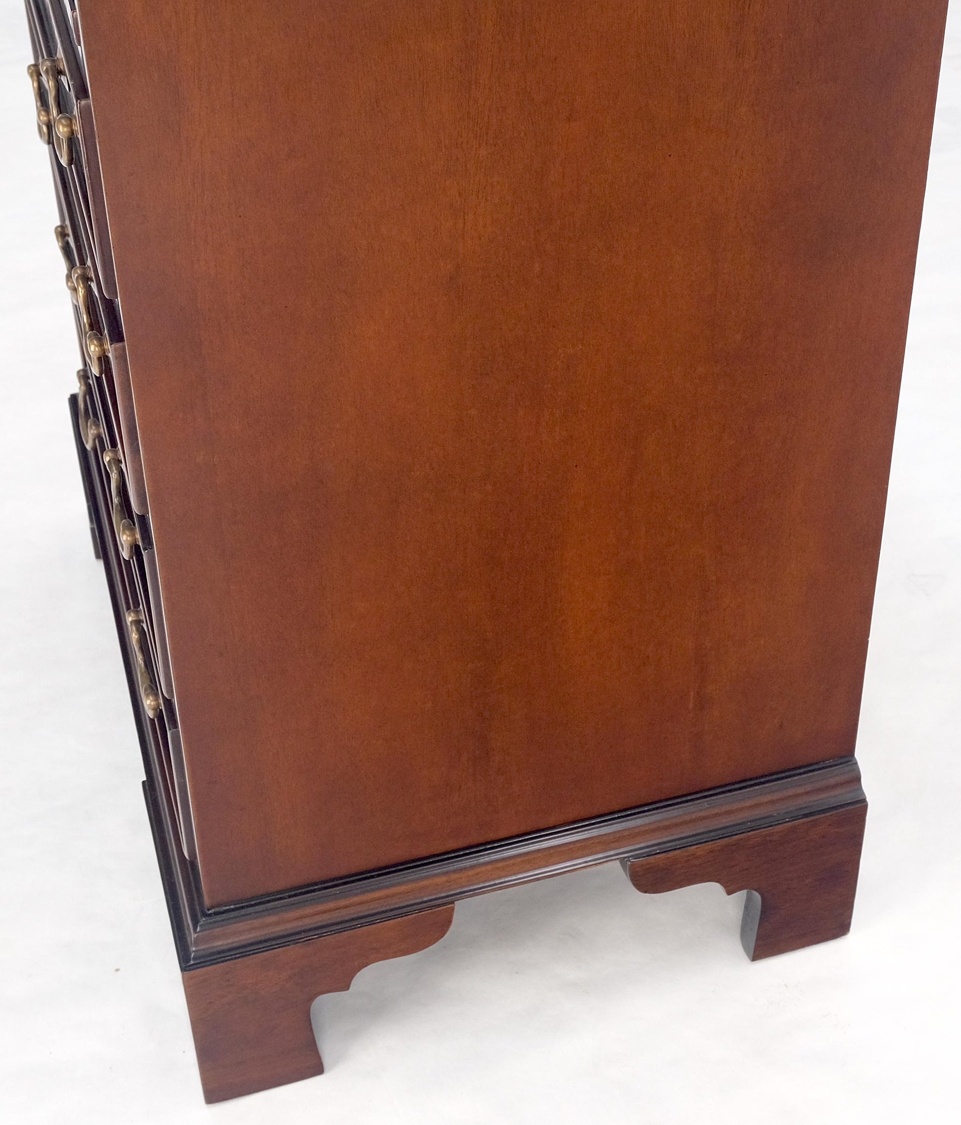 EstablishedLines Pull Out Tray 4 Drawers Flame Mahogany Brass Pull Compact Bachelor Chest Dresser