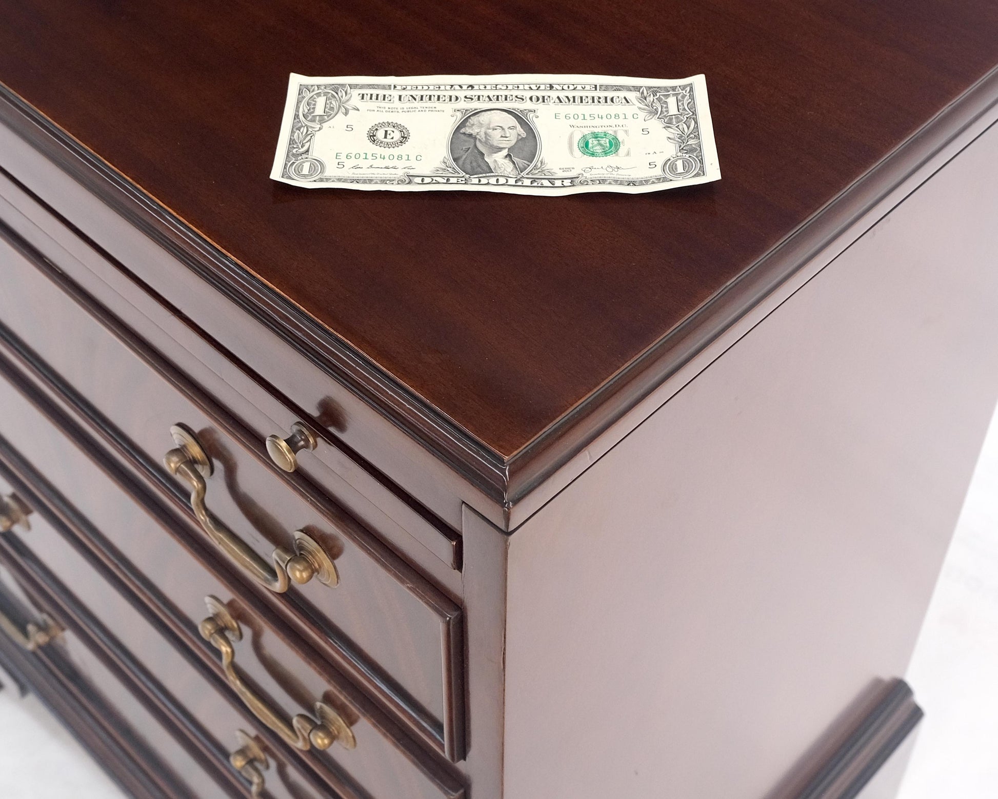 EstablishedLines Pull Out Tray 4 Drawers Flame Mahogany Brass Pull Compact Bachelor Chest Dresser