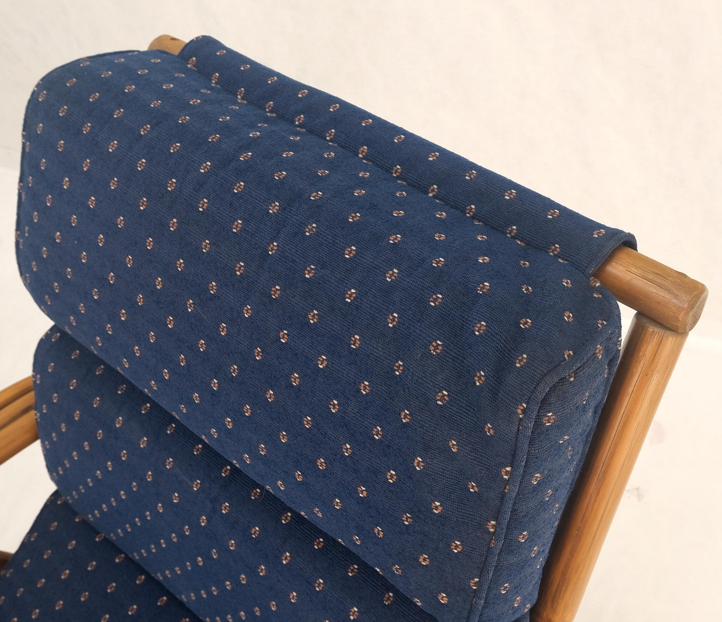 EstablishedLines Pair of His & Hers Rattan Bamboo Mid Century Modern Lounge Chairs Ottoman MINT!