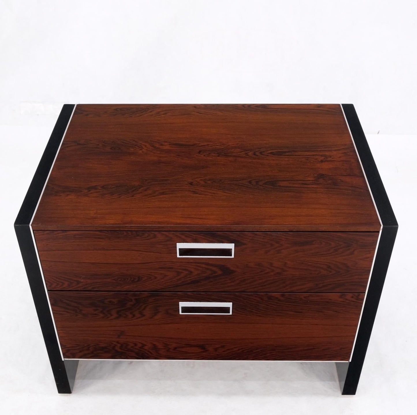 EstablishedLines Mid Century Modern Rosewood Two Drawers End Table NightStand by John Stuart MINT