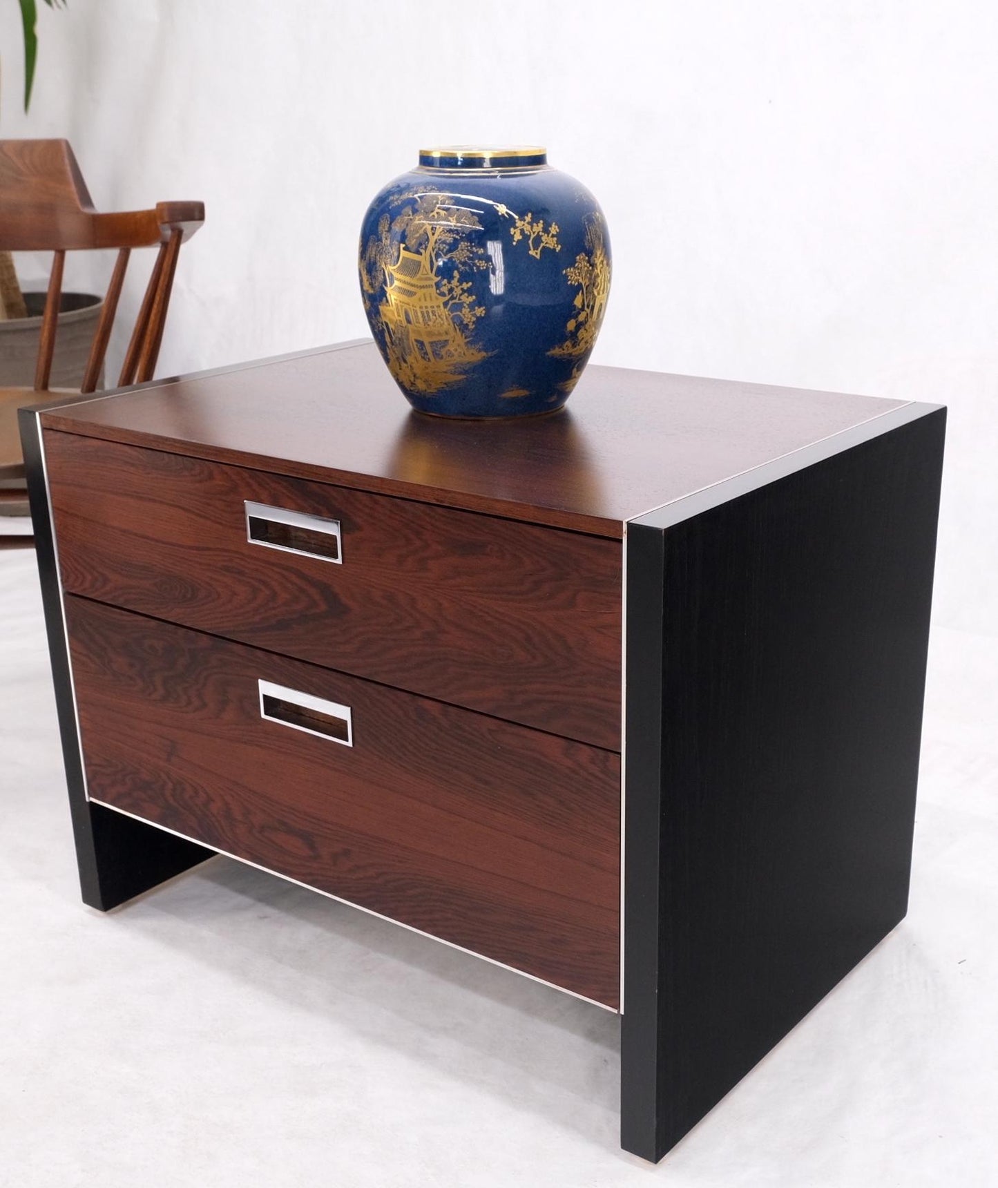 EstablishedLines Mid Century Modern Rosewood Two Drawers End Table NightStand by John Stuart MINT
